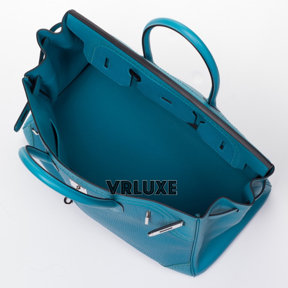 HERMES Birkin 35 Ghilliess Blue PHW Turquoise Bag - Picture 6 of 8